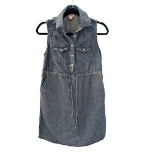 Mossimo Supply Co Denim Shirtdress Sleeveless Drawstring Waist Blue XS TP